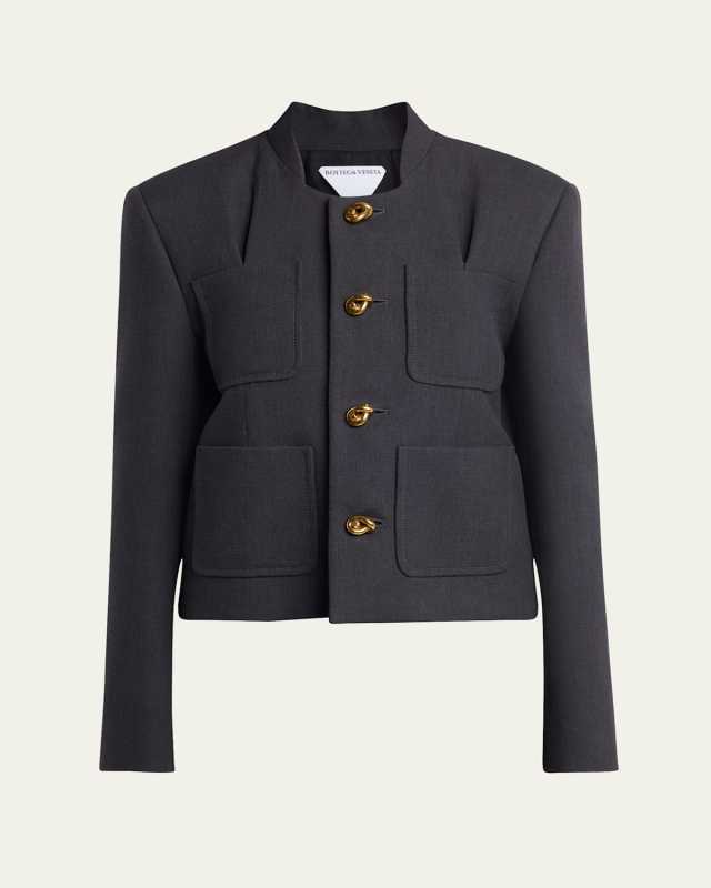Knot-Button Light Structured Cotton Jacket
